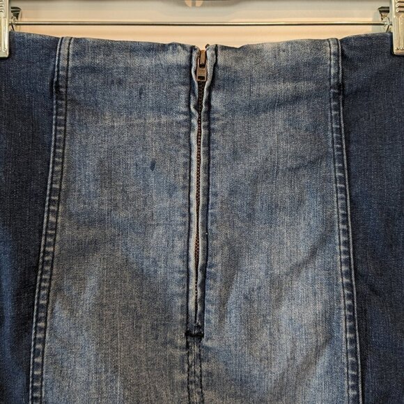 Free People Modern Femme Denim Mini Skirt Color Block Two-Tone A-Line Womens 8 - Picture 10 of 15